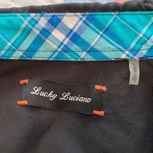 Men’s Lucky Luciano black dress shirt, large.